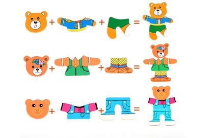 Dress-Up Bear Wooden Puzzle Set for Kids