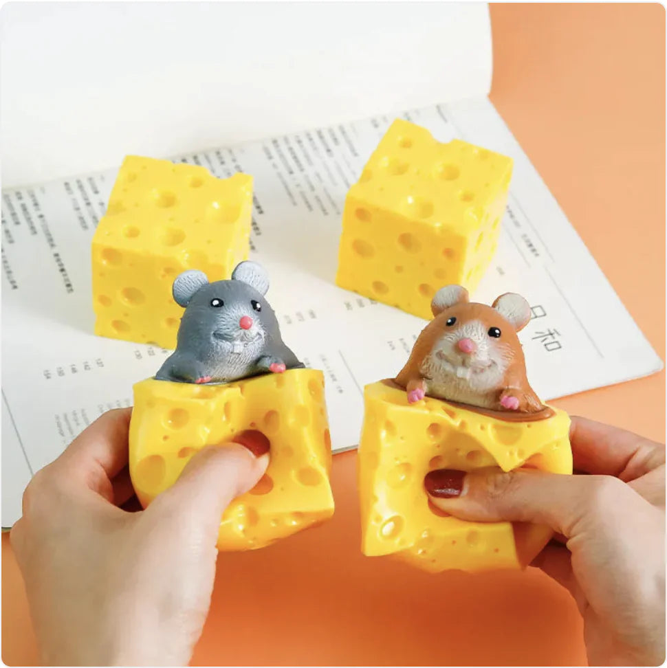 Squeeze Cheese Toy with Hidden Mouse – Stress Relief Fun