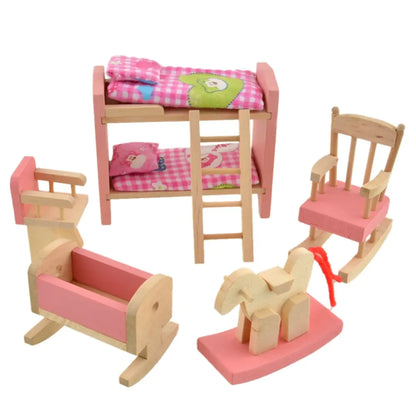Creative Kids' Wooden Bunk Bed Playset
