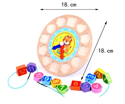 Colorful Wooden Shape Clock Toy for Kids Learning