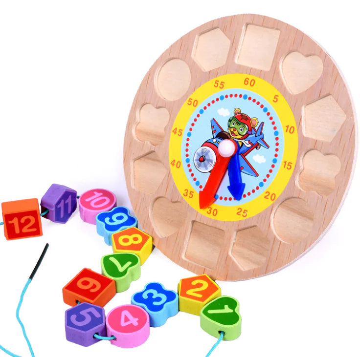 Colorful Wooden Shape Clock Toy for Kids Learning