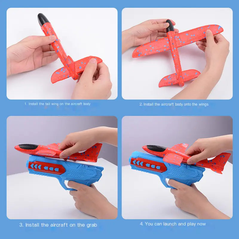 Foam Airplane Launcher Gun with LED Lights