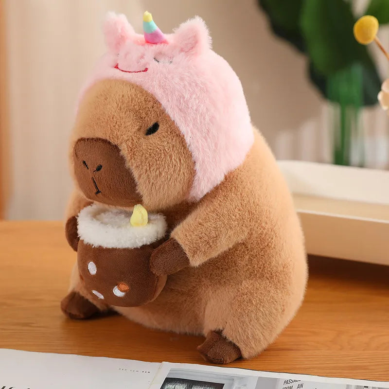 Capybara Plush Toy with Food Dress – Soft & Cute