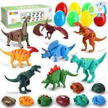 8 Pcs Easter Eggs Prefilled with Deformable Transforming Dinosaur Toys,Colorful Easter Egg Fillers,Easter Basket Stuffers Toy Gifts Party Favor for Kids