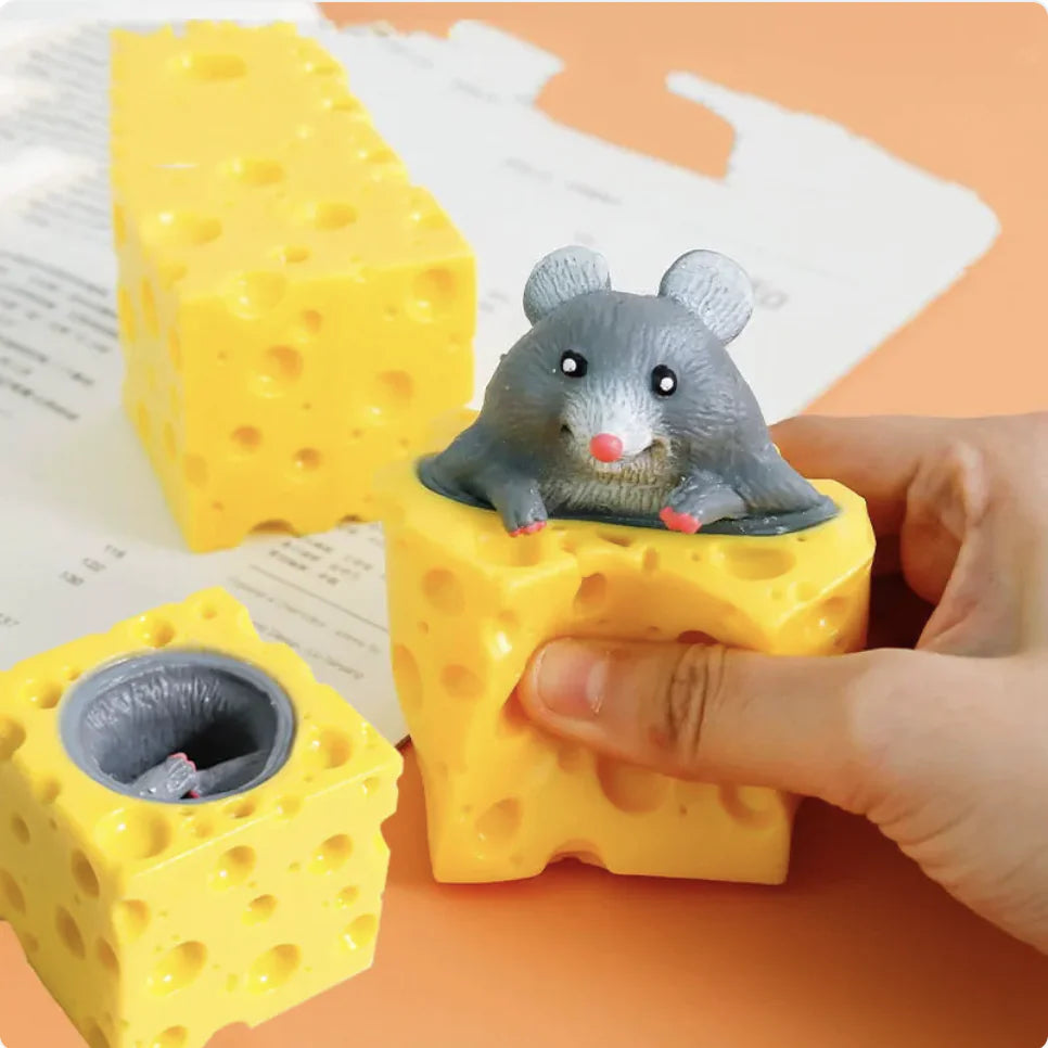 Squeeze Cheese Toy with Hidden Mouse – Stress Relief Fun