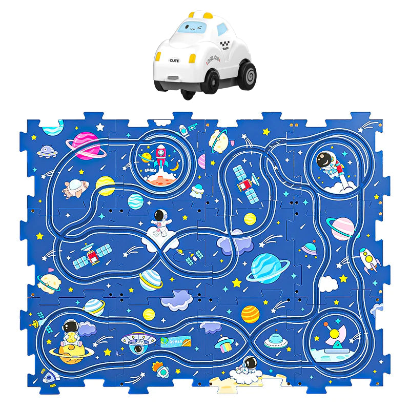 Space Track Puzzle Mat with Smart Car – STEM Play Toy