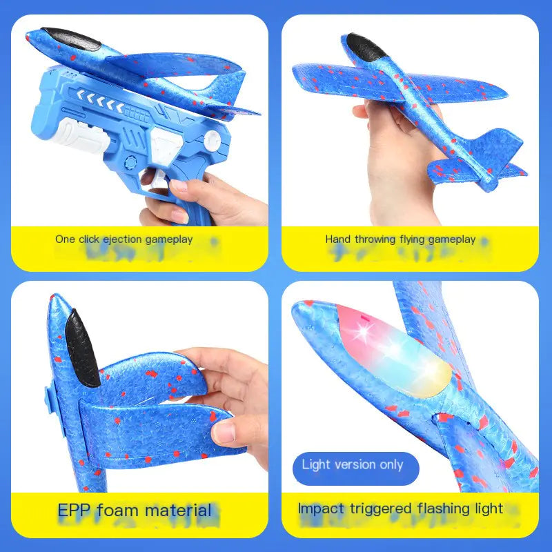 Foam Airplane Launcher Gun Toy – 20m Long Flight