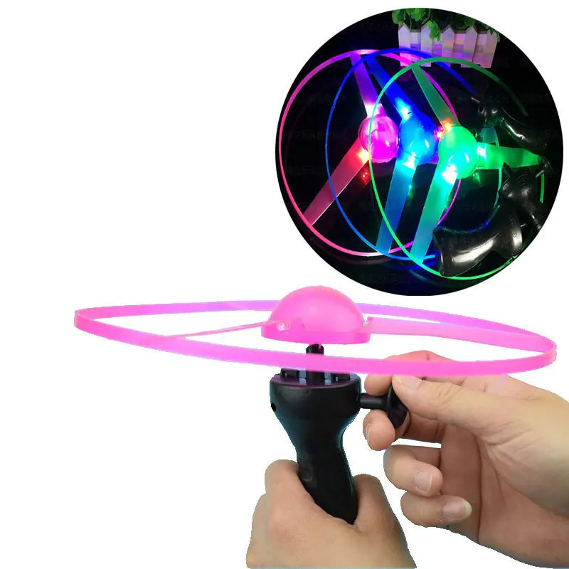 LED Flying Disc Launcher | Colorful Night Spin Toy