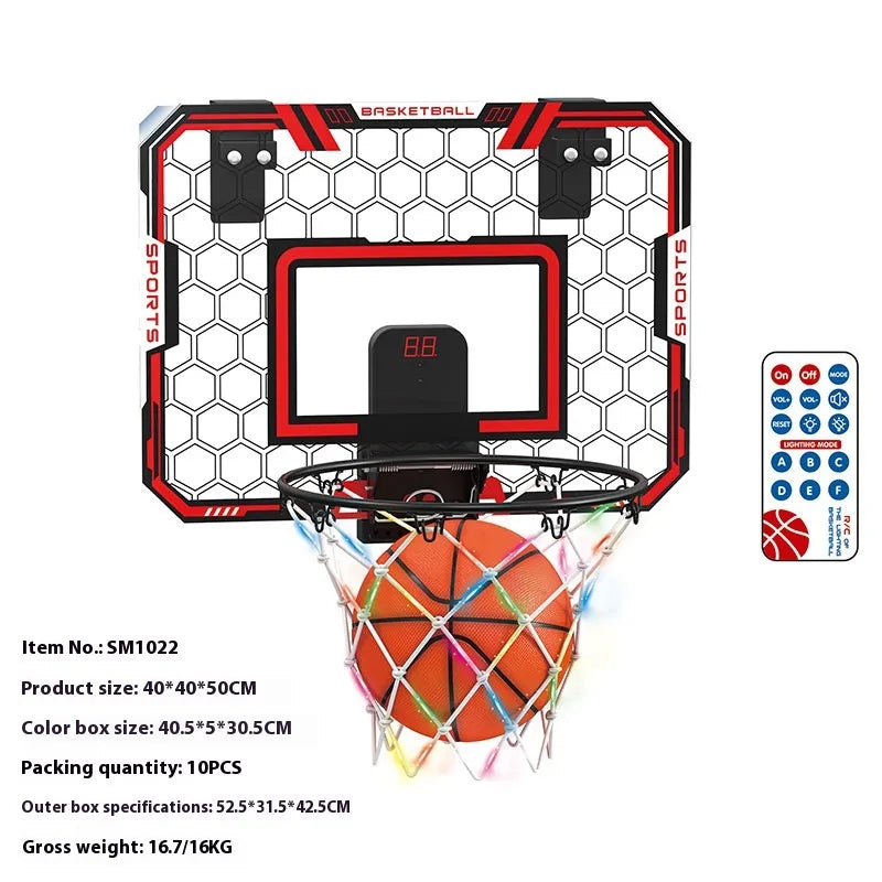 LED Electronic Indoor Remote Control Basketball Hoop Set