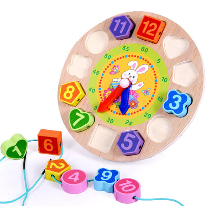 Colorful Wooden Shape Clock Toy for Kids Learning