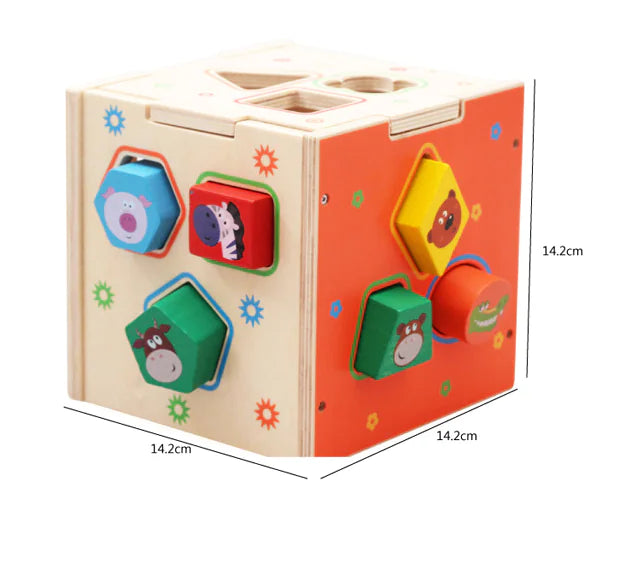 Animal Shape Sorter Cube – Wooden Puzzle Learning Toy