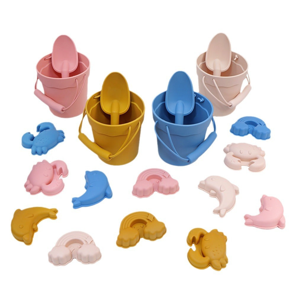 Soft Silicone Beach Toy Set | 8pcs Sand Molds
