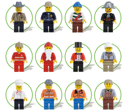 24Pcs Mini Building Block Figures – Police, Fire & More