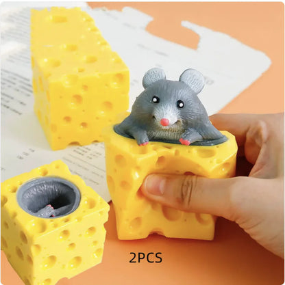 Squeeze Cheese Toy with Hidden Mouse – Stress Relief Fun
