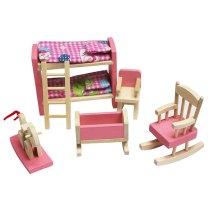 Creative Kids' Wooden Bunk Bed Playset