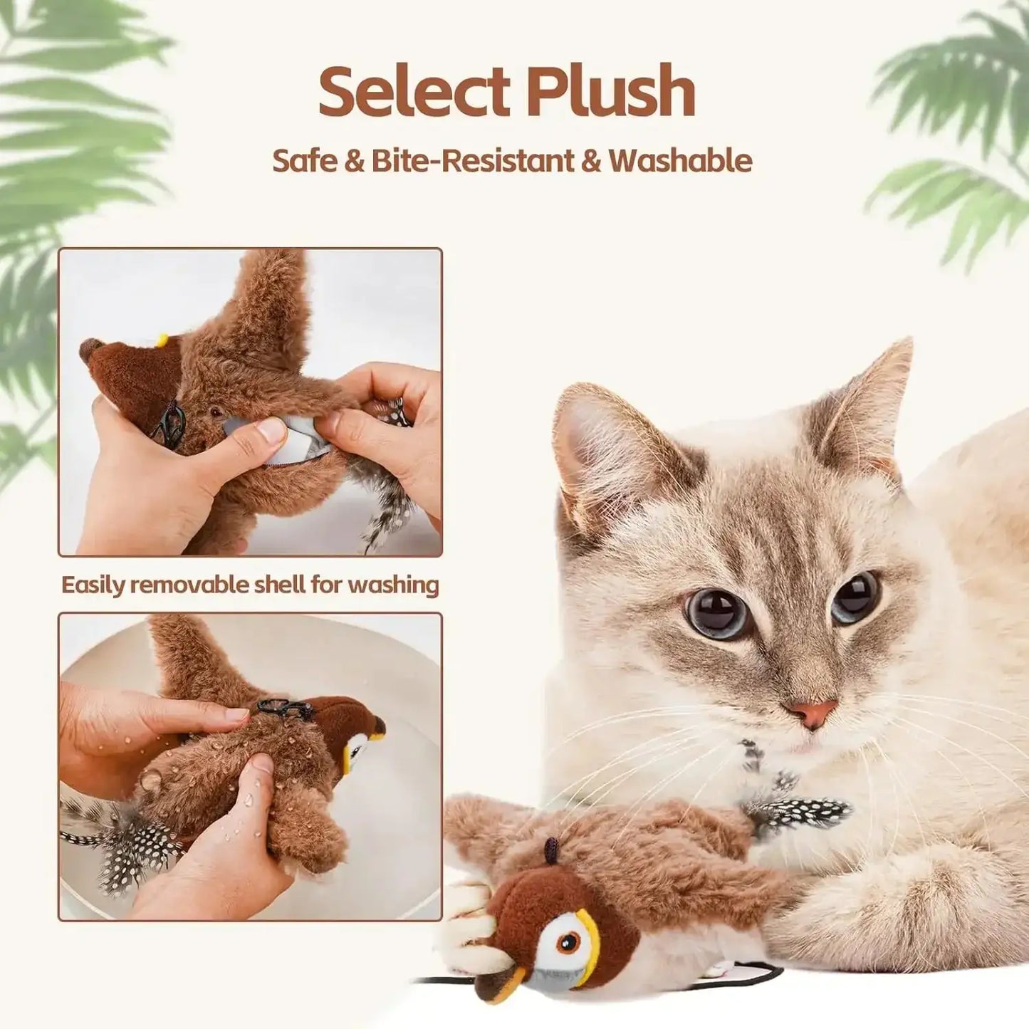 Plush Tune Bird Toy – Washable & Bite-Resistant Cat Fun