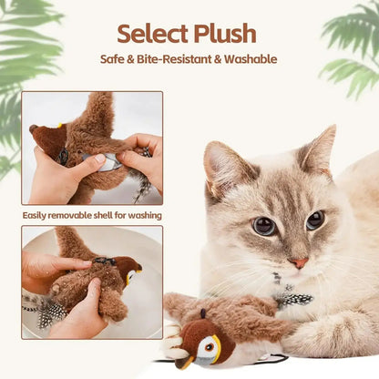 Plush Tune Bird Toy – Washable & Bite-Resistant Cat Fun
