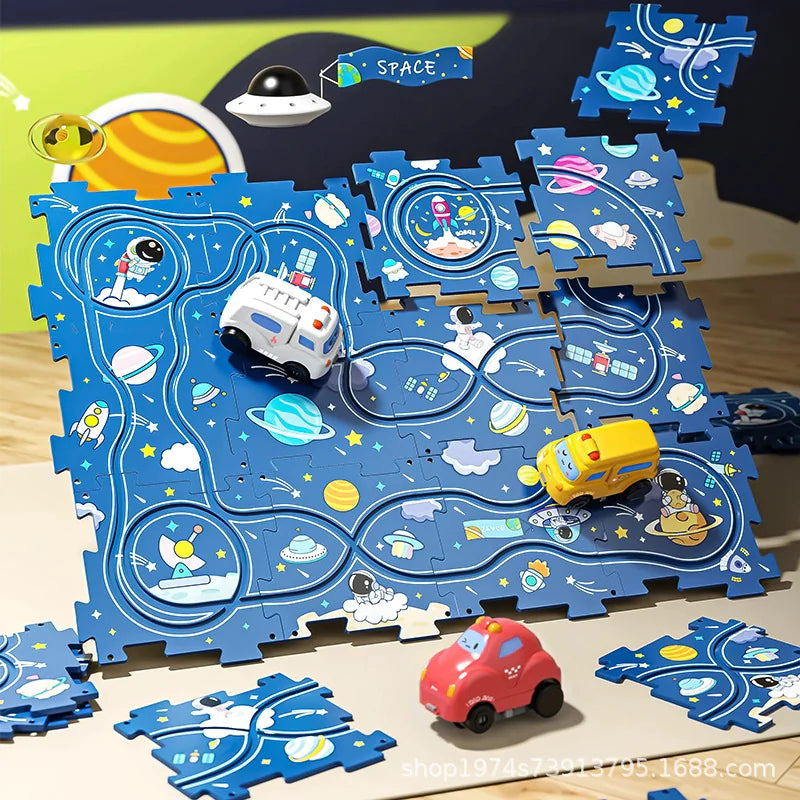 Space Track Puzzle Mat with Smart Car – STEM Play Toy