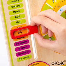 Wooden Calendar Clock Learning Board for Kids