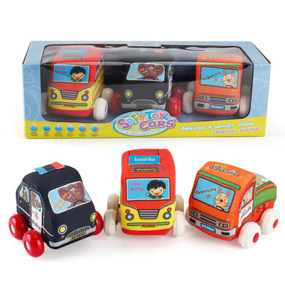 Washable Soft Cartoon Car Toys for Babies