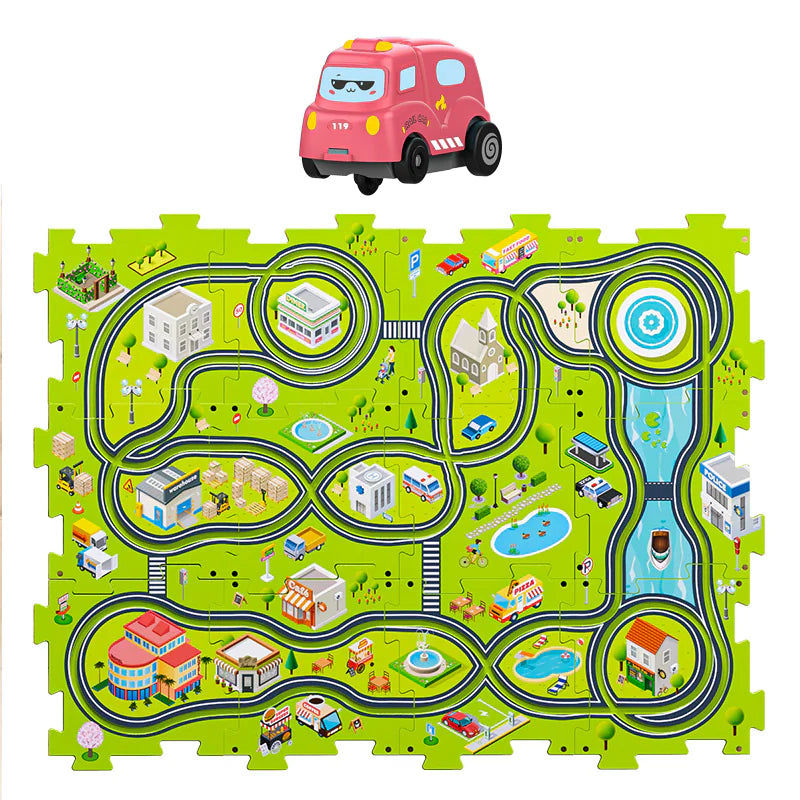 Space Track Puzzle Mat with Smart Car – STEM Play Toy