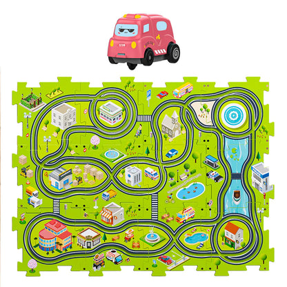 Space Track Puzzle Mat with Smart Car – STEM Play Toy