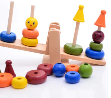 Wooden Balancing Toy with Stacking Rings