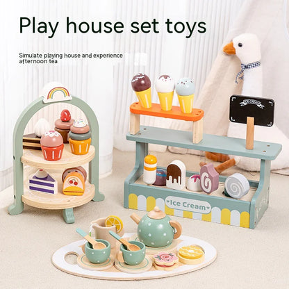 Wooden Tea Time Playset for Kids