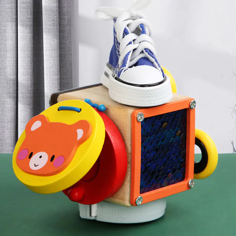Montessori Busy Cube Toy – Sensory & Skill Builder