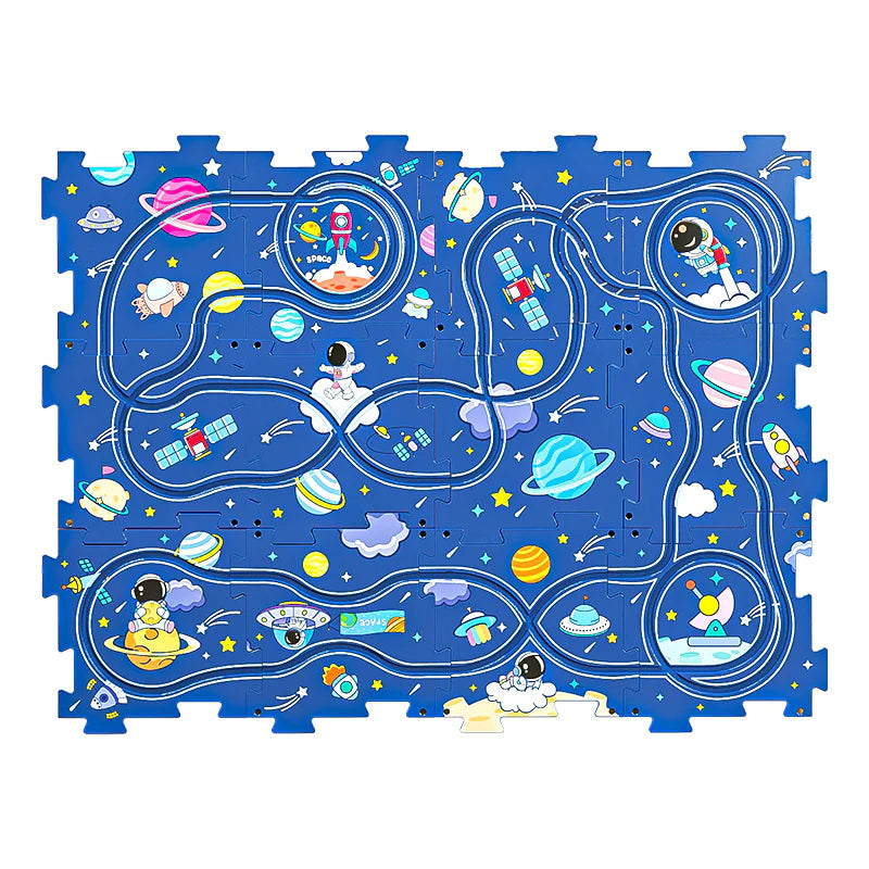 Space Track Puzzle Mat with Smart Car – STEM Play Toy