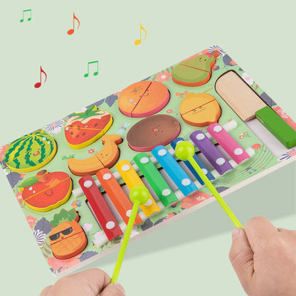 Wooden Busy Board for Toddlers – Fishing, Xylophone & Puzzle