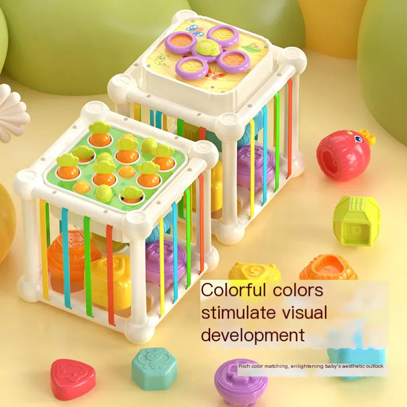 Baby Activity Cube Toy – Shape Sorter & Carrot Pull Game