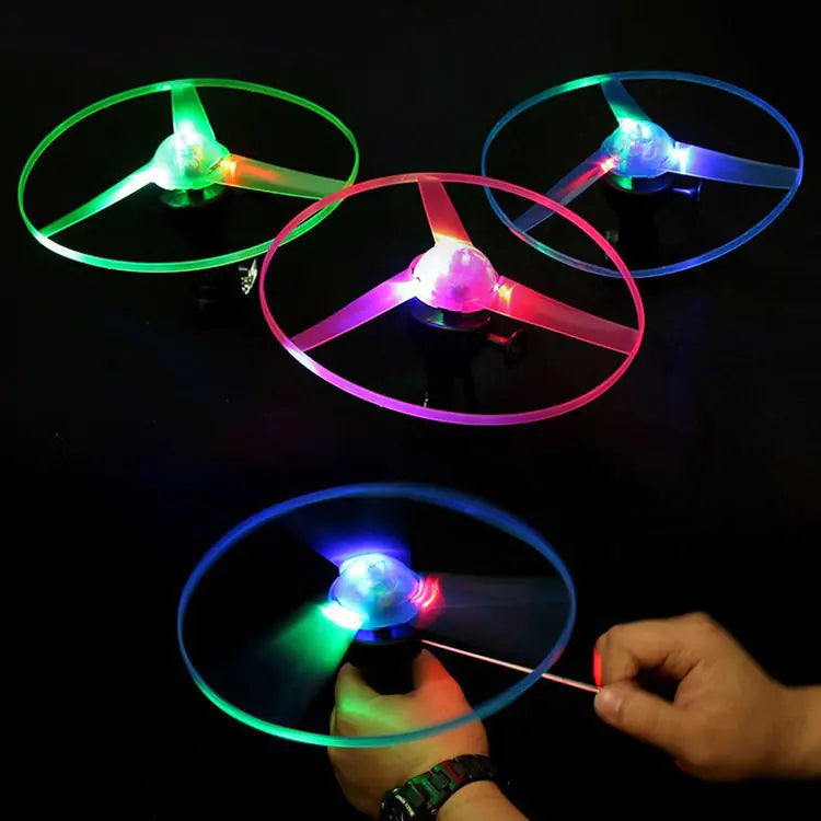 LED Flying Disc Launcher | Colorful Night Spin Toy