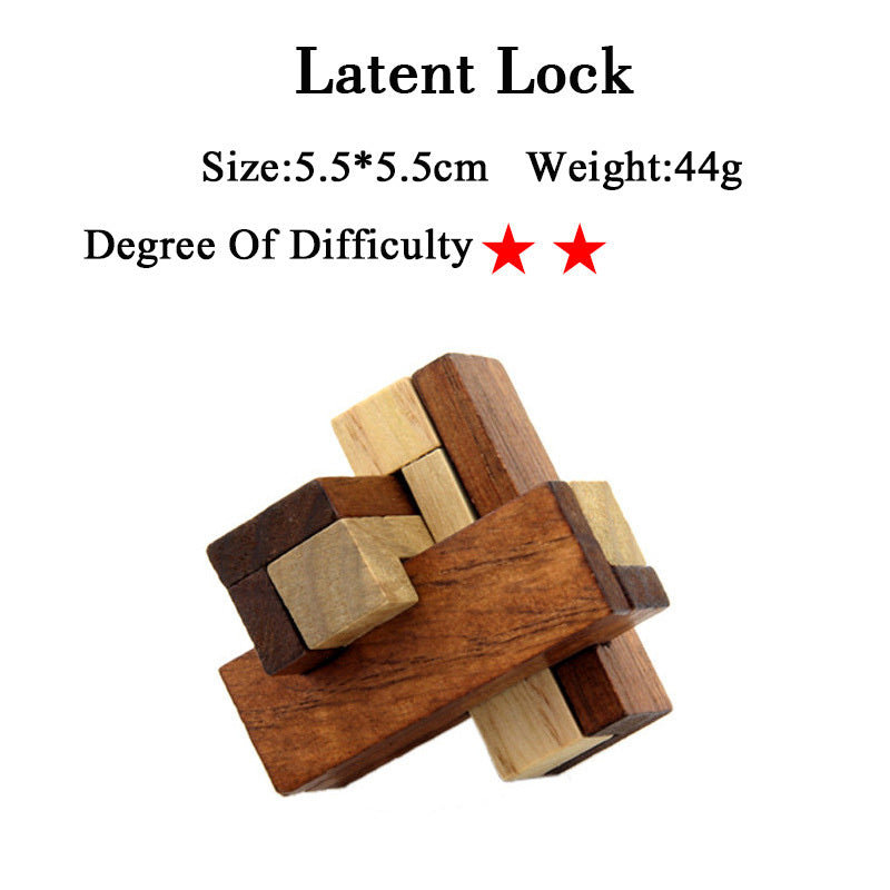 Wooden 3D Brain Teaser Puzzle Set - for Kids & Adults
