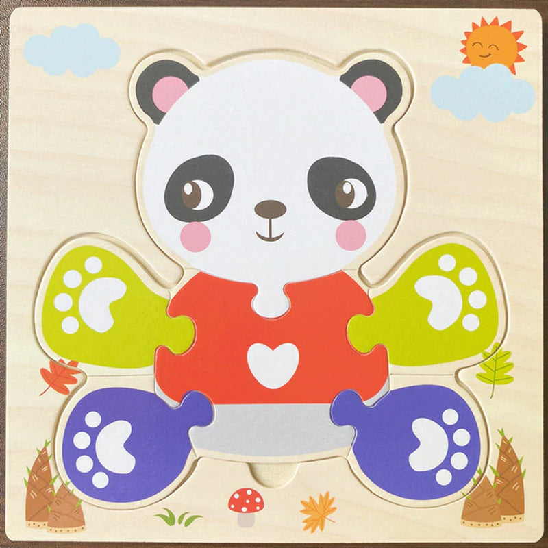High Quality 3D Wooden Puzzles Educational Cartoon Animals Early Learning Cognition Intelligence Puzzle Game for Children Toys