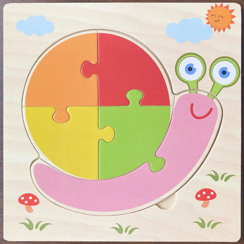 High Quality 3D Wooden Puzzles Educational Cartoon Animals Early Learning Cognition Intelligence Puzzle Game for Children Toys