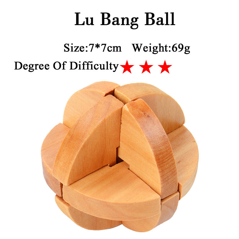 Wooden 3D Brain Teaser Puzzle Set - for Kids & Adults