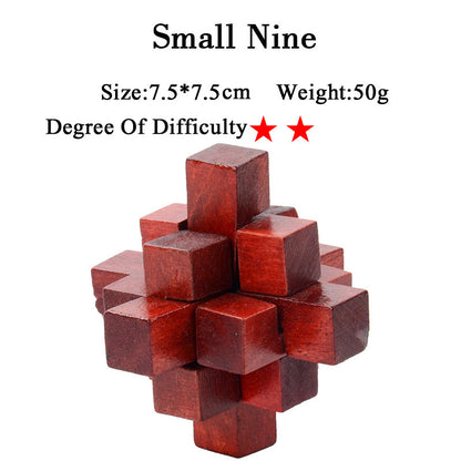 Wooden 3D Brain Teaser Puzzle Set - for Kids & Adults