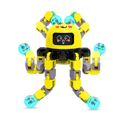 Cute Octopus Robot Toy with Movable Arms & Faces