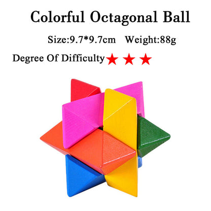 Wooden 3D Brain Teaser Puzzle Set - for Kids & Adults