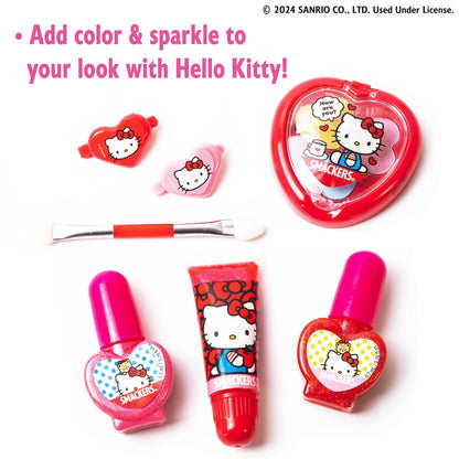 Sanrio Hello Kitty Kids Makeup Set - Color Collection with 3 Moisturizing and Hydrating Products, Soft Shine Finish, Fun Flavors, Cruelty-Free and Vegan