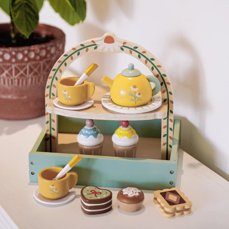 Wooden Tea Time Playset for Kids