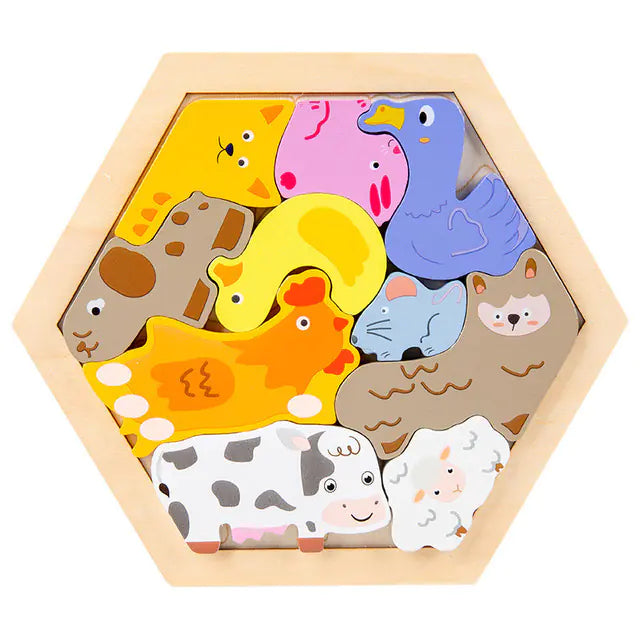 Montessori Wooden 3D Learning Puzzles - Kids' Educational Toys