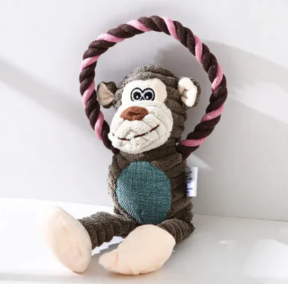 Durable Plush Animal Toys with Tug Rope