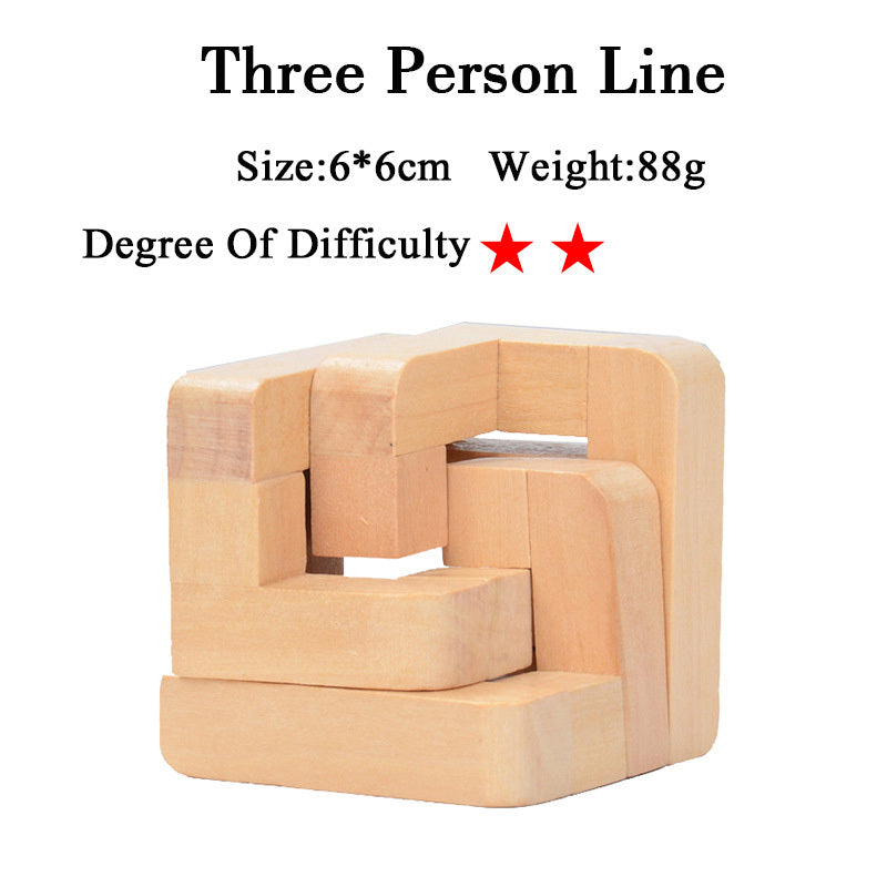 Wooden 3D Brain Teaser Puzzle Set - for Kids & Adults