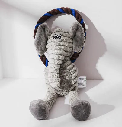 Durable Plush Animal Toys with Tug Rope