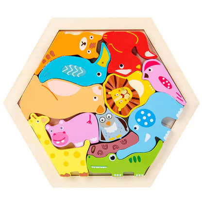 Montessori Wooden 3D Learning Puzzles - Kids' Educational Toys