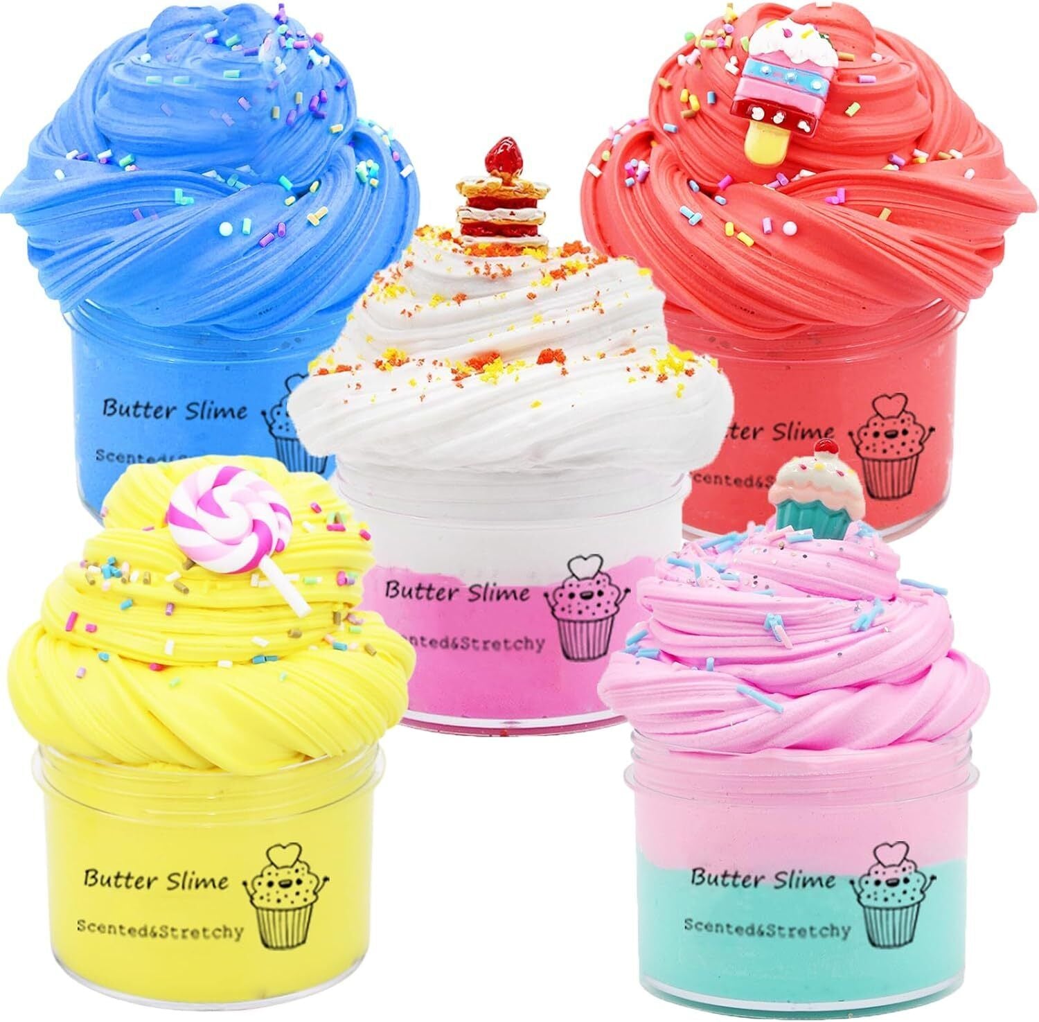 Butter Slime Kit - 5 Pack, Ideal for Kids' Party Favors, Engaging Visual and Tactile Experience