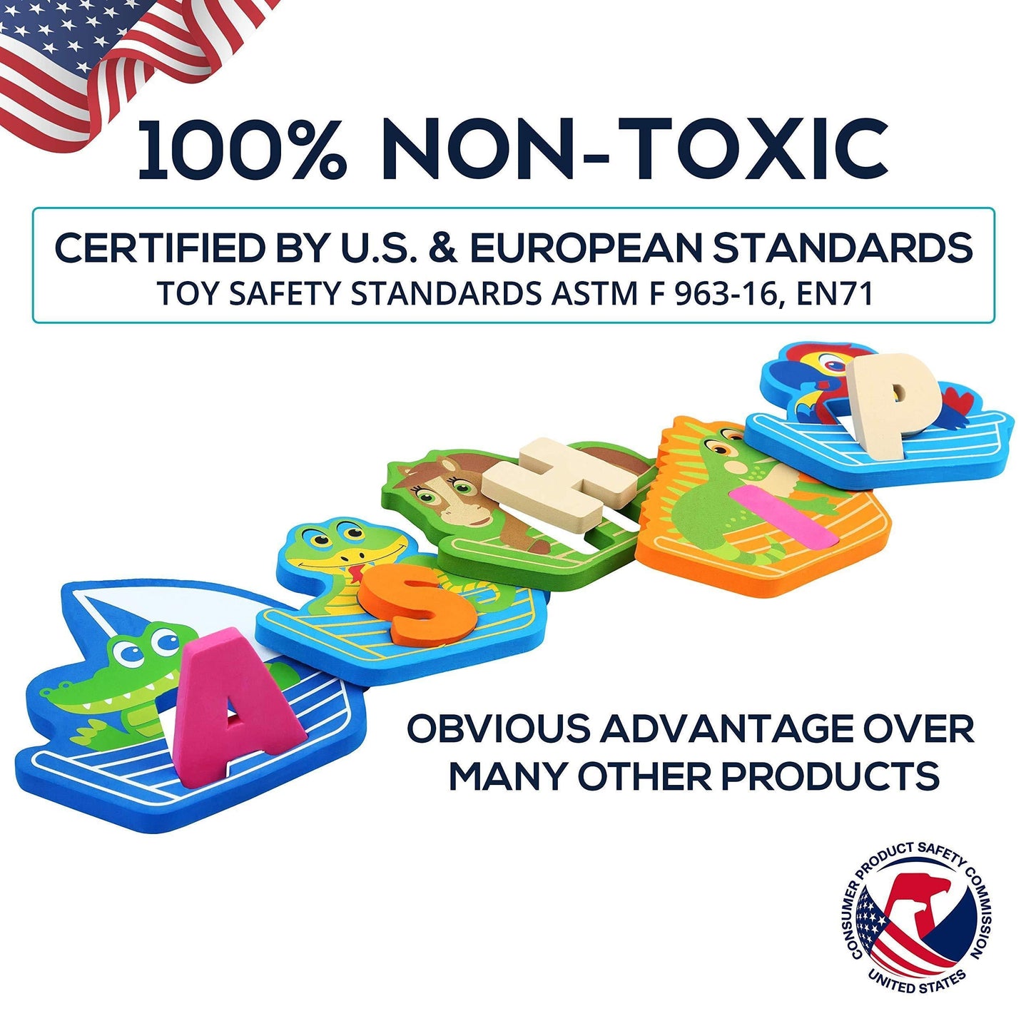 Foam Bath Toys for Boys Girls Non Toxic Wet & Stick Bathtub Alphabet 52 Pcs