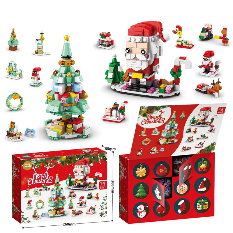 Christmas Building Blocks Set for Kids - 24-Piece Advent Calendar DIY Gift for Children Ages 6 and Up